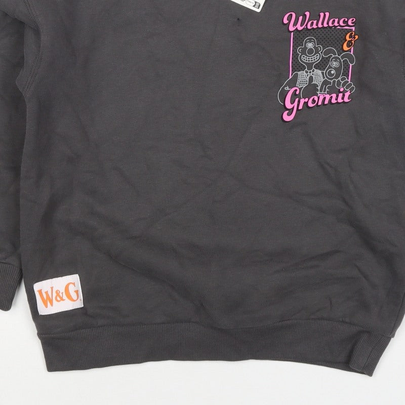 Marks and Spencer Girls Black 6-7 Years Wallace & Gromit Pullover Sweatshirt