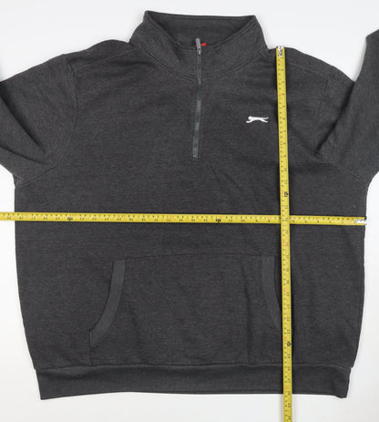 Slazenger Men’s Grey XL 1/4 Zip Pullover Sweatshirt Sports Logo