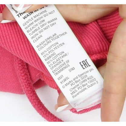 Marks and Spencer Women's Pink UK 18 Pullover Hoodie Drawstring Pockets