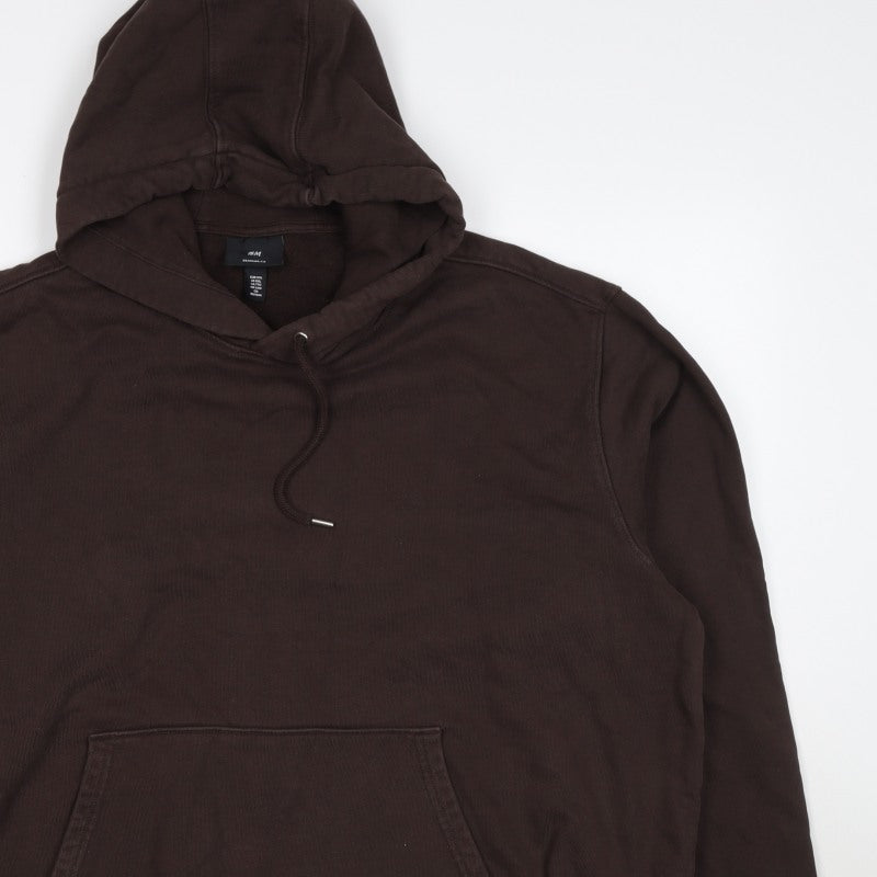H&M Unisex Adults Brown 2XL Regular Fit Pullover Hoodie Cotton