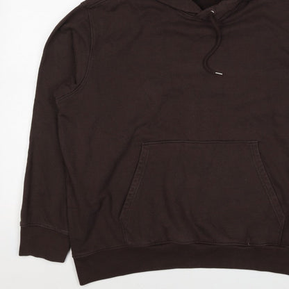 H&M Unisex Adults Brown 2XL Regular Fit Pullover Hoodie Cotton