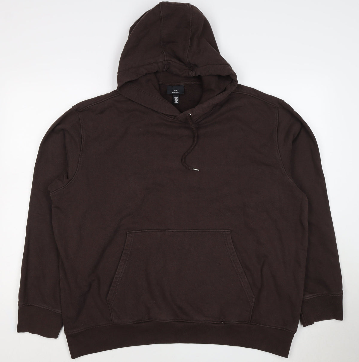 H&M Unisex Adults Brown 2XL Regular Fit Pullover Hoodie Cotton