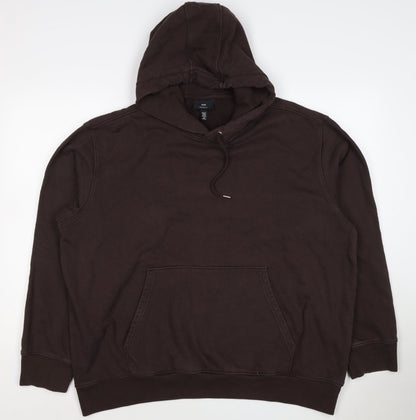 H&M Unisex Adults Brown 2XL Regular Fit Pullover Hoodie Cotton