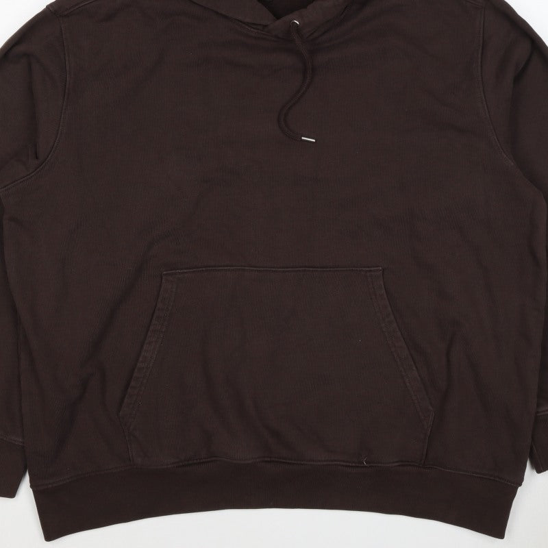 H&M Unisex Adults Brown 2XL Regular Fit Pullover Hoodie Cotton