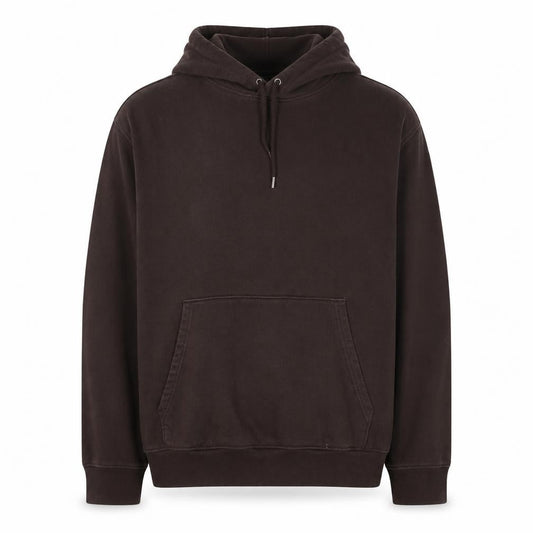 Front view of H&M unisex adults brown 2xl regular fit pullover hoodie cotton