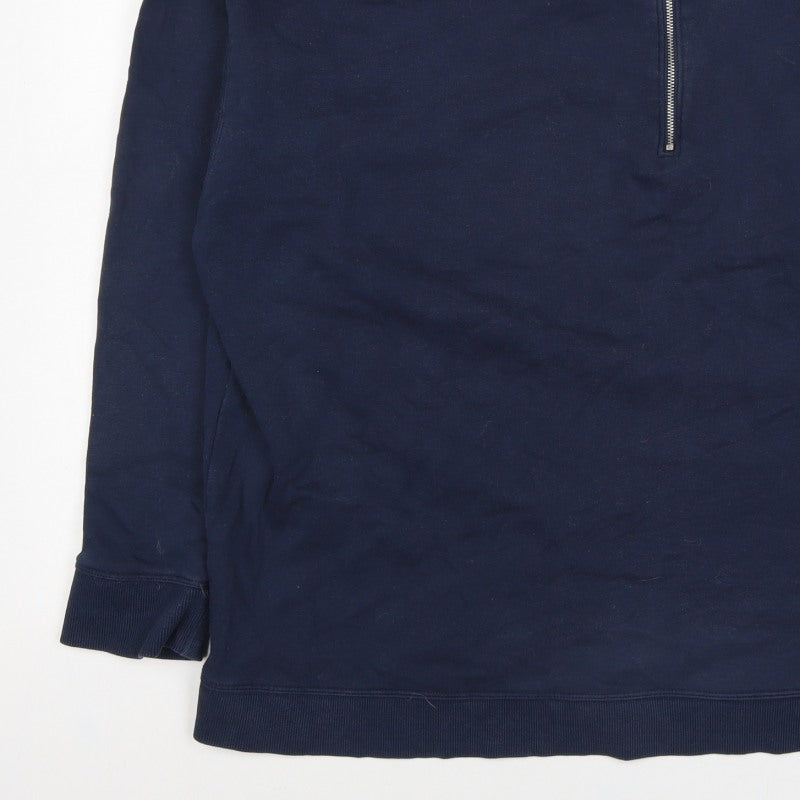 Marks & Spencer Women's Navy UK 22 Half Zip Cotton Blend Sweatshirt