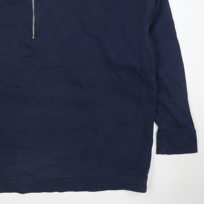 Marks & Spencer Women's Navy UK 22 Half Zip Cotton Blend Sweatshirt