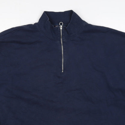 Marks & Spencer Women's Navy UK 22 Half Zip Cotton Blend Sweatshirt