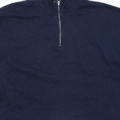 Marks & Spencer Women's Navy UK 22 Half Zip Cotton Blend Sweatshirt