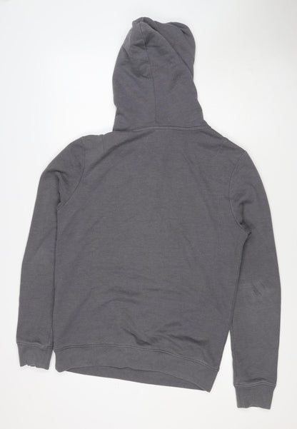 AllSaints Men’s Grey XS Pullover Hoodie Embroidered Logo Pockets