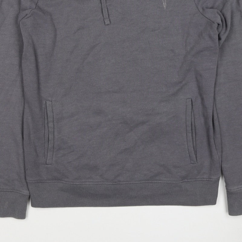 AllSaints Men’s Grey XS Pullover Hoodie Embroidered Logo Pockets