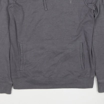 AllSaints Men’s Grey XS Pullover Hoodie Embroidered Logo Pockets