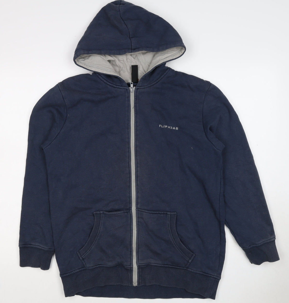 Flipback Boys Blue 13-14 Years Full Zip Hooded Fleece Logo Hoodie