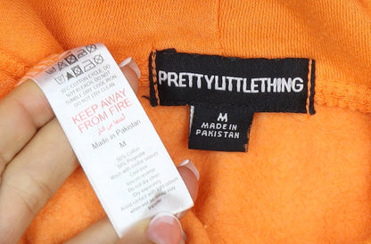 PrettyLittleThing Women Orange M Pullover Hoodie Logo Pocket