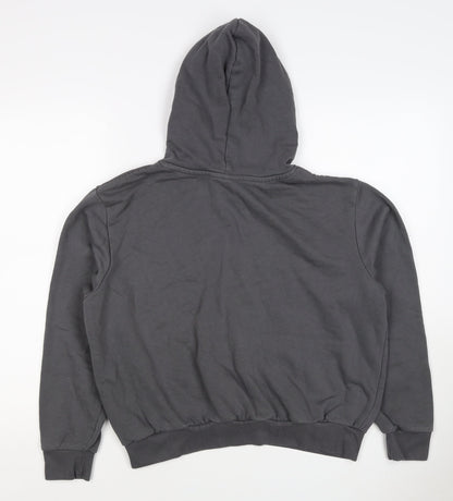 H&M Women’s Grey M Pullover Hoodie Love Embroidered Cotton Blend