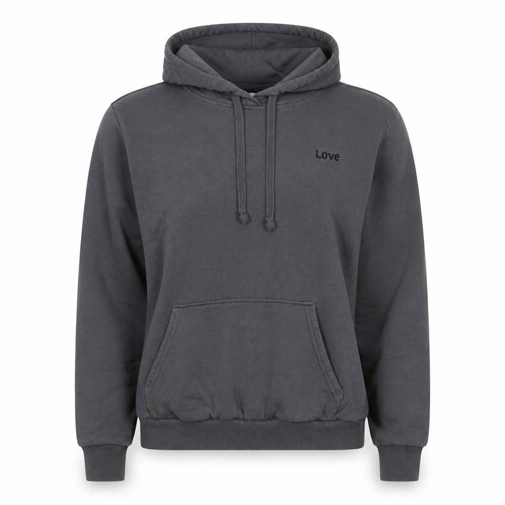 H&M Women’s Grey M Pullover Hoodie Love Embroidered Cotton Blend