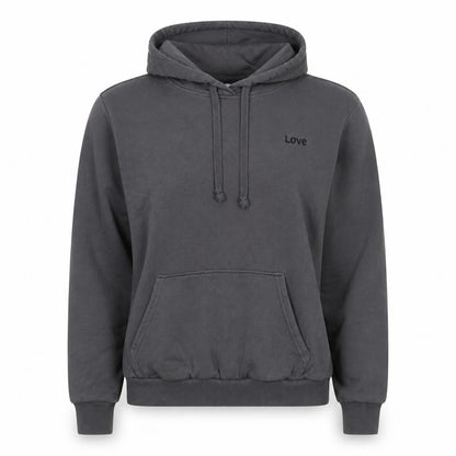 H&M Women’s Grey M Pullover Hoodie Love Embroidered Cotton Blend