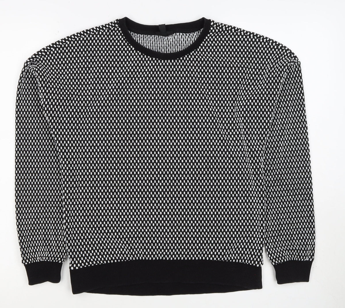Topshop Women’s Black White UK 8 Geometric Knit Pullover Sweatshirt