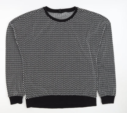 Topshop Women’s Black White UK 8 Geometric Knit Pullover Sweatshirt