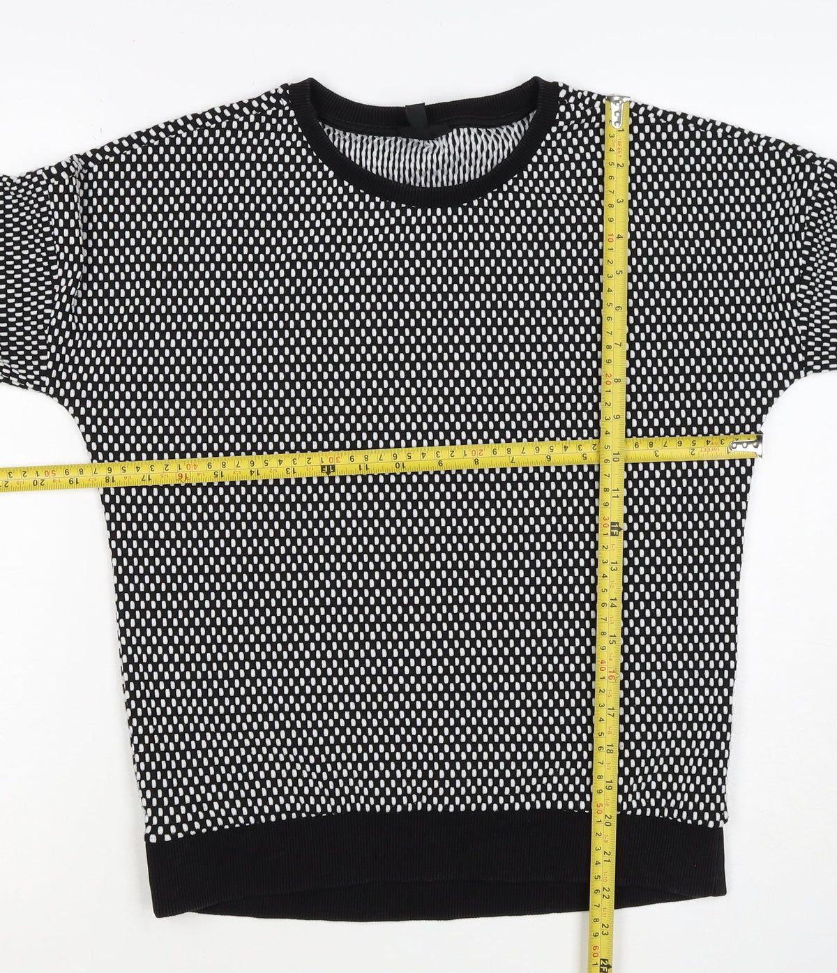 Topshop Women’s Black White UK 8 Geometric Knit Pullover Sweatshirt