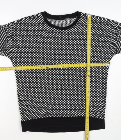 Topshop Women’s Black White UK 8 Geometric Knit Pullover Sweatshirt