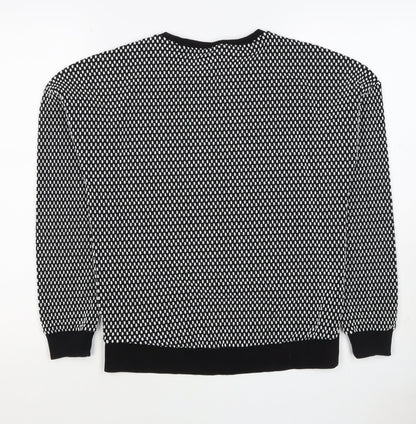 Topshop Women’s Black White UK 8 Geometric Knit Pullover Sweatshirt