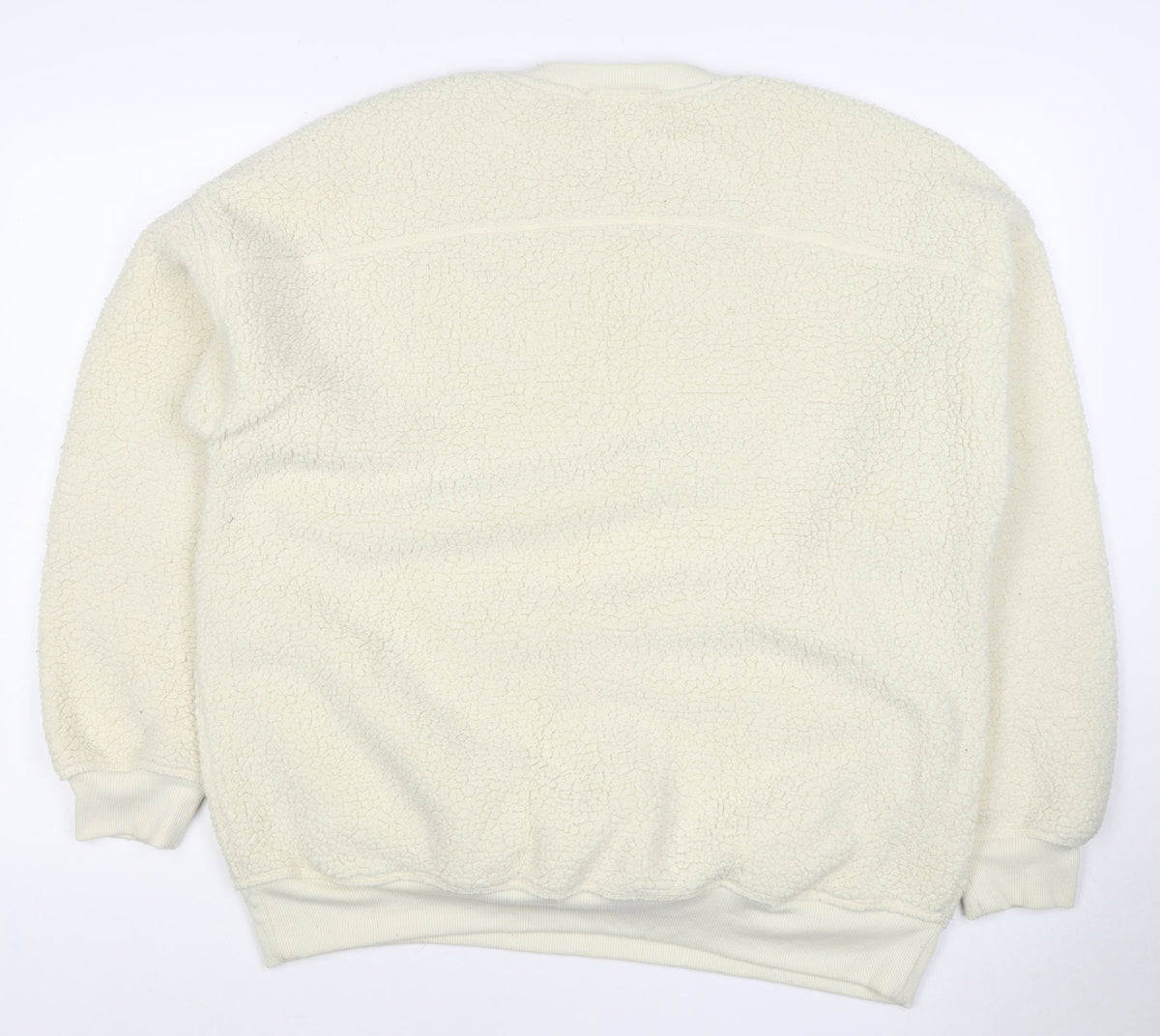Next Women Ivory L Sherpa Fleece Crew Neck Pullover Sweatshirt Pockets
