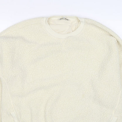 Next Women Ivory L Sherpa Fleece Crew Neck Pullover Sweatshirt Pockets