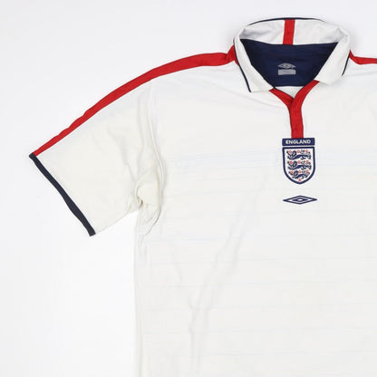 Umbro Men’s White XL England Football Short Sleeve Polo Shirt