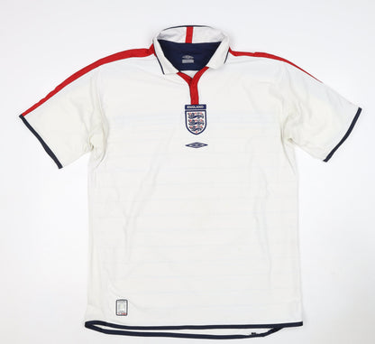 Umbro Men’s White XL England Football Short Sleeve Polo Shirt