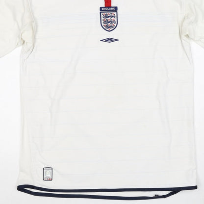 Umbro Men’s White XL England Football Short Sleeve Polo Shirt