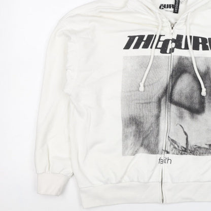 H&M Divided Men’s White L The Cure Faith Graphic Full Zip Hoodie