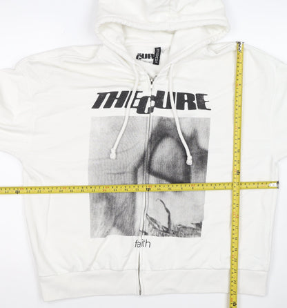 H&M Divided Men’s White L The Cure Faith Graphic Full Zip Hoodie