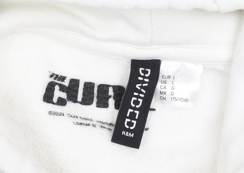 H&M Divided Men’s White L The Cure Faith Graphic Full Zip Hoodie