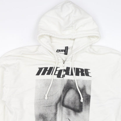 H&M Divided Men’s White L The Cure Faith Graphic Full Zip Hoodie