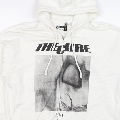 H&M Divided Men’s White L The Cure Faith Graphic Full Zip Hoodie