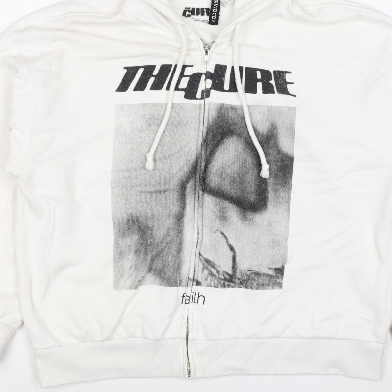 H&M Divided Men’s White L The Cure Faith Graphic Full Zip Hoodie