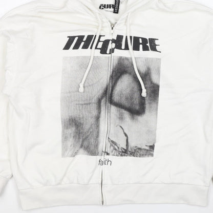 H&M Divided Men’s White L The Cure Faith Graphic Full Zip Hoodie
