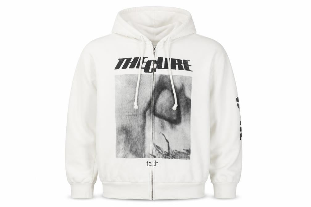 H&M Divided Men’s White L The Cure Faith Graphic Full Zip Hoodie