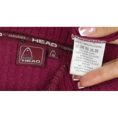 HEAD Essentials Women Burgundy UK 10 Pullover Fleece Sweatshirt Raglan