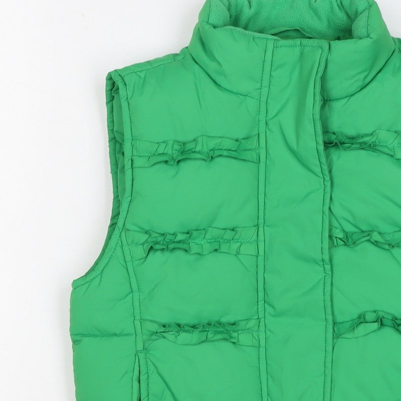Gap Kids Girls Green L Puffer Gilet Ruffle Fleece-Lined Waistcoat