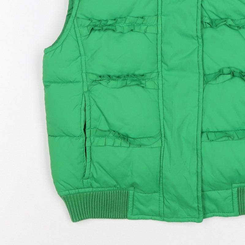 Gap Kids Girls Green L Puffer Gilet Ruffle Fleece-Lined Waistcoat