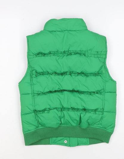 Gap Kids Girls Green L Puffer Gilet Ruffle Fleece-Lined Waistcoat