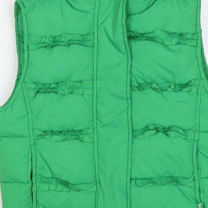 Gap Kids Girls Green L Puffer Gilet Ruffle Fleece-Lined Waistcoat