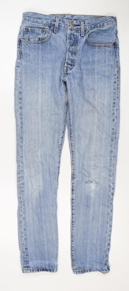 Levi's Premium Men's Blue W34 L30 Straight Light Wash Distressed Jeans