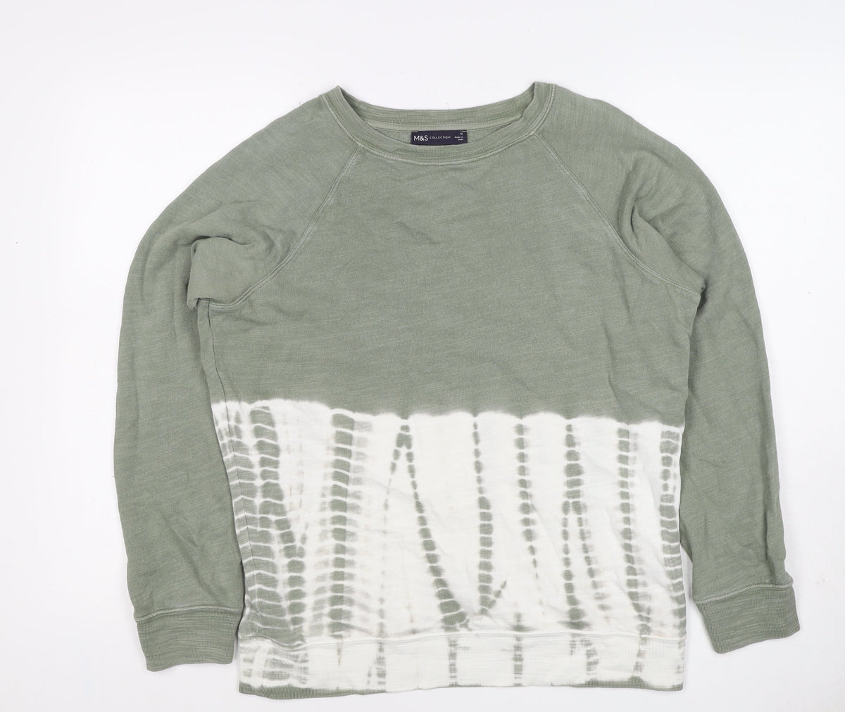Marks and Spencer Women Green Tie Dye Sweatshirt Size 10 Crew Neck