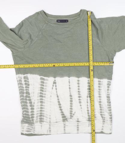 Marks and Spencer Women Green Tie Dye Sweatshirt Size 10 Crew Neck