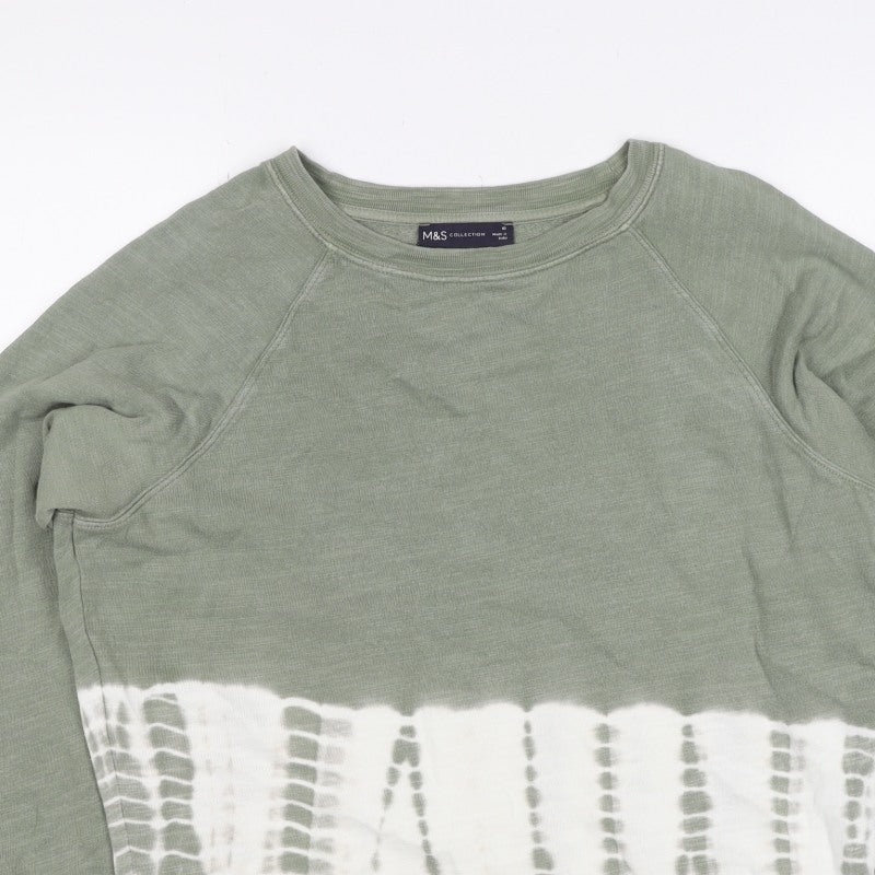 Marks and Spencer Women Green Tie Dye Sweatshirt Size 10 Crew Neck