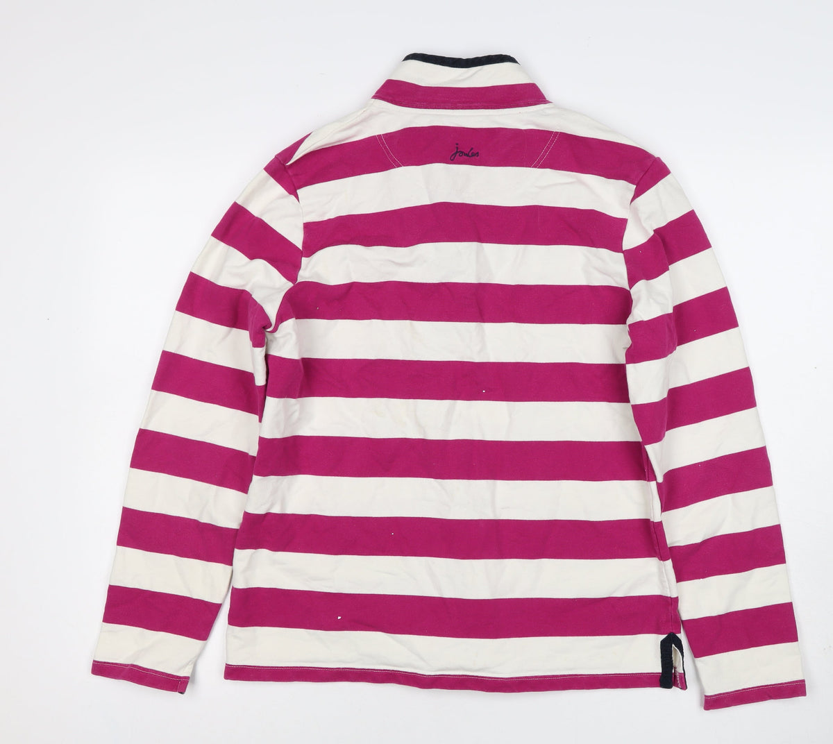 Joules Women’s Pink White Striped UK 14 Henley Button Sweatshirt