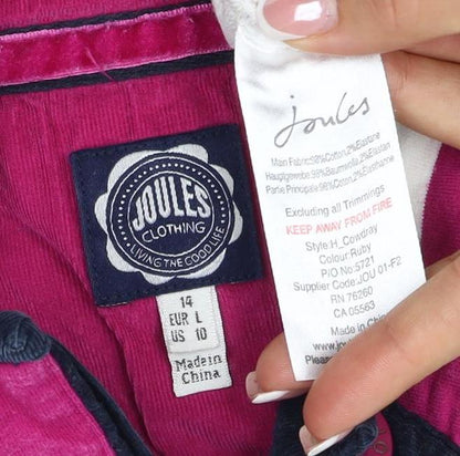 Joules Women’s Pink White Striped UK 14 Henley Button Sweatshirt